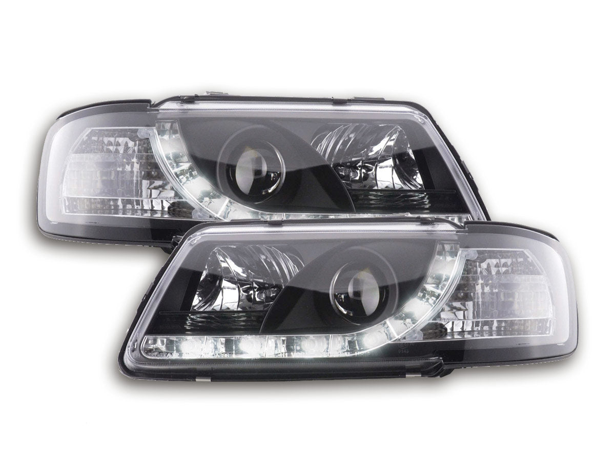 Scheinwerfer Set Daylight LED TFL-Optik Audi A3 Typ 8L 96-00 schwarz Scheinwerfer Set Daylight LED TFL-Optik Audi A3 Typ 8L 96-00 schwarz